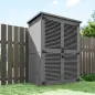 Armario de Jardín 0,83 m² 127x65x168 cm con 2 Puertas de Persiana 2 Estantes 2 Asas y Techo Impermeable Gris