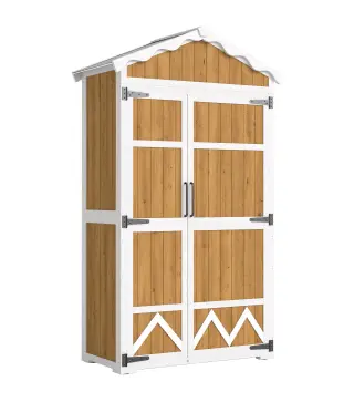 Caseta de Jardín de Madera 105x55x179 cm Armario para Herramientas con 4 Estantes Techo de Metal Galvanizado Natural