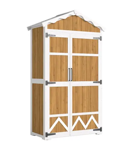 Caseta de Jardín de Madera 105x55x179 cm Armario para Herramientas con 4 Estantes Techo de Metal Galvanizado Natural