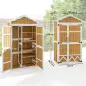 Caseta de Jardín de Madera 105x55x179 cm Armario para Herramientas con 4 Estantes Techo de Metal Galvanizado Natural