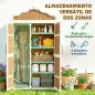Caseta de Jardín de Madera 105x55x179 cm Armario para Herramientas con 4 Estantes Techo de Metal Galvanizado Natural