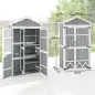 Caseta de Jardín de Madera 105x55x179 cm Armario para Herramientas con 4 Estantes Techo de Metal Galvanizado Gris