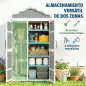 Caseta de Jardín de Madera 105x55x179 cm Armario para Herramientas con 4 Estantes Techo de Metal Galvanizado Gris