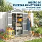 Caseta de Jardín de Madera 105x55x179 cm Armario para Herramientas con 4 Estantes Techo de Metal Galvanizado Gris