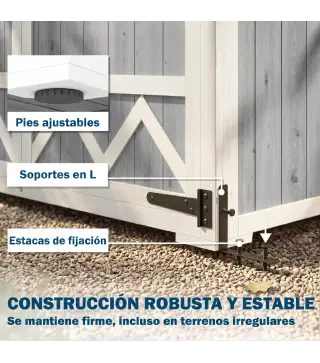 Caseta de Jardín de Madera 105x55x179 cm Armario para Herramientas con 4 Estantes Techo de Metal Galvanizado Gris