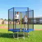 Cama Elástica Exterior Ø183 cm Trampolín para Niños de +6 Años Adultos con Red de Seguridad Escalera de 2 Peldaños Azul