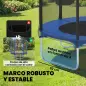 Cama Elástica Exterior Ø183 cm Trampolín para Niños de +6 Años Adultos con Red de Seguridad Escalera de 2 Peldaños Azul
