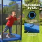Cama Elástica Exterior Ø183 cm Trampolín para Niños de +6 Años Adultos con Red de Seguridad Escalera de 2 Peldaños Azul