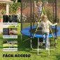 Cama Elástica Exterior Ø183 cm Trampolín para Niños de +6 Años Adultos con Red de Seguridad Escalera de 2 Peldaños Azul