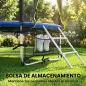 Cama Elástica Exterior Ø183 cm Trampolín para Niños de +6 Años Adultos con Red de Seguridad Escalera de 2 Peldaños Azul