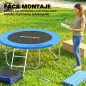 Cama Elástica Exterior Ø183 cm Trampolín para Niños de +6 Años Adultos con Red de Seguridad Escalera de 2 Peldaños Azul