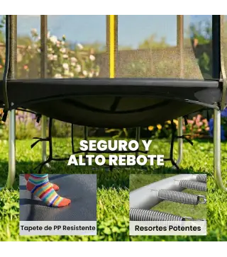 Cama Elástica Exterior Ø183 cm Trampolín para Niños +6 Años Adultos con Red de Seguridad Escalera de 2 Peldaños Negro