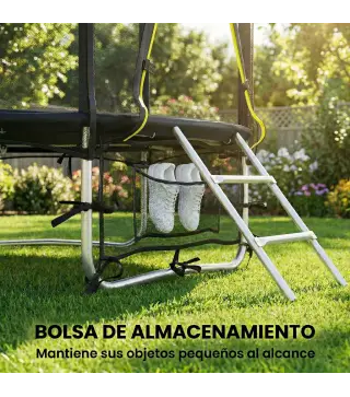 Cama Elástica Exterior Ø183 cm Trampolín para Niños +6 Años Adultos con Red de Seguridad Escalera de 2 Peldaños Negro