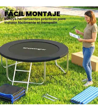 Cama Elástica Exterior Ø183 cm Trampolín para Niños +6 Años Adultos con Red de Seguridad Escalera de 2 Peldaños Negro
