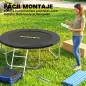 Cama Elástica Exterior Ø183 cm Trampolín para Niños +6 Años Adultos con Red de Seguridad Escalera de 2 Peldaños Negro