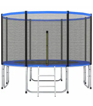 Cama Elástica Exterior Ø366 cm Trampolín para Niños con Red de Seguridad Escalera y Acolchado de Muelles Azul