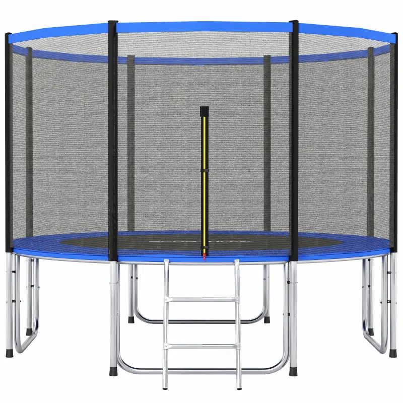 Cama Elástica Exterior Ø366 cm Trampolín para Niños con Red de Seguridad Escalera y Acolchado de Muelles Azul