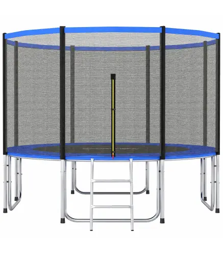 Cama Elástica Exterior Ø366 cm Trampolín para Niños con Red de Seguridad Escalera y Acolchado de Muelles Azul