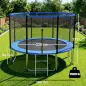 Cama Elástica Exterior Ø366 cm Trampolín para Niños con Red de Seguridad Escalera y Acolchado de Muelles Azul