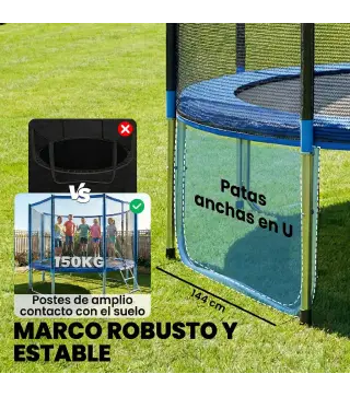 Cama Elástica Exterior Ø366 cm Trampolín para Niños con Red de Seguridad Escalera y Acolchado de Muelles Azul
