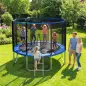 Cama Elástica Exterior Ø366 cm Trampolín para Niños con Red de Seguridad Escalera y Acolchado de Muelles Azul