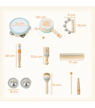 Instrumentos Musicales Infantil 10 Piezas Juguetes Musicales de Madera Montessori Set de de Percusión