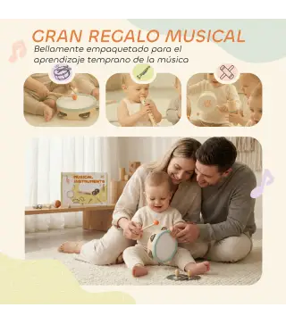 Instrumentos Musicales Infantil 10 Piezas Juguetes Musicales de Madera Montessori Set de de Percusión