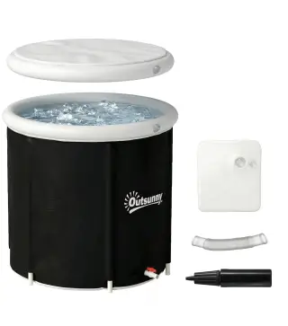 Bañera de Hielo 280L Bañera Hinchable Portátil para Recuperación de Atletas con Cubierta y Bomba Ø78x71 cm