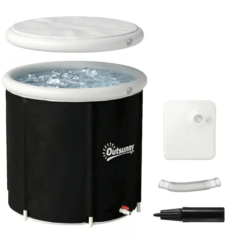 Bañera de Hielo 280L Bañera Hinchable Portátil para Recuperación de Atletas con Cubierta y Bomba Ø78x71 cm