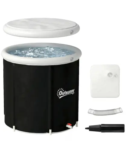Bañera de Hielo 280L Bañera Hinchable Portátil para Recuperación de Atletas con Cubierta y Bomba Ø78x71 cm