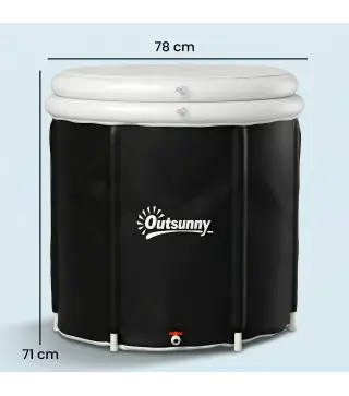 Bañera de Hielo 280L Bañera Hinchable Portátil para Recuperación de Atletas con Cubierta y Bomba Ø78x71 cm
