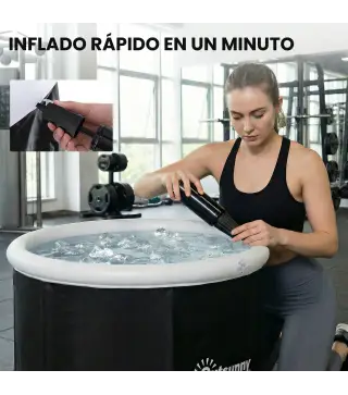 Bañera de Hielo 280L Bañera Hinchable Portátil para Recuperación de Atletas con Cubierta y Bomba Ø78x71 cm