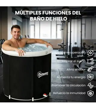 Bañera de Hielo 280L Bañera Hinchable Portátil para Recuperación de Atletas con Cubierta y Bomba Ø78x71 cm