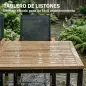 Conjunto de Mesa y Sillas Jardín con Mesa con Tablero de Listones y 6 Sillas Transpirables para Terraza Patio Negro