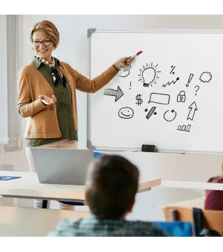 Pizarra Blanca Móvil de Doble Cara Magnética 120x90 cm con Soporte y Tablero Inclinado en 3 Niveles 127x50x165 cm Blanco