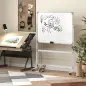 Pizarra Blanca Móvil de Doble Cara Magnética 120x90 cm con Soporte y Tablero Inclinado en 3 Niveles 127x50x165 cm Blanco