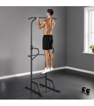 Barra de Dominadas Altura Regulable Estación de Fondos Resistente para Gimnasio en Casa Entrenamiento de Fuerza Blanco