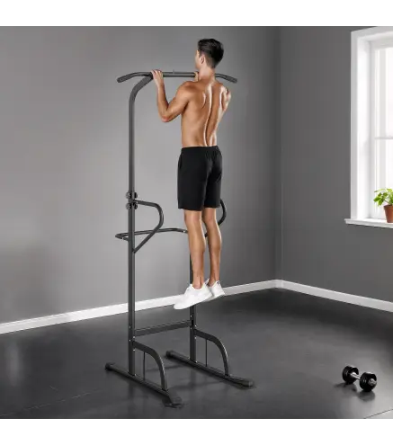 Barra de Dominadas Altura Regulable Estación de Fondos Resistente para Gimnasio en Casa Entrenamiento de Fuerza Blanco