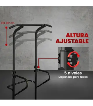 Barra de Dominadas Altura Regulable Estación de Fondos Resistente para Gimnasio en Casa Entrenamiento de Fuerza Blanco