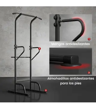 Barra de Dominadas Altura Regulable Estación de Fondos Resistente para Gimnasio en Casa Entrenamiento de Fuerza Blanco