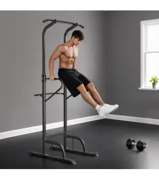 Barra de Dominadas Altura Regulable Estación de Fondos Resistente para Gimnasio en Casa Entrenamiento de Fuerza Blanco