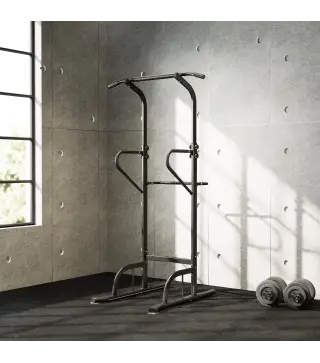 Barra de Dominadas Altura Regulable Estación de Fondos Resistente para Gimnasio en Casa Entrenamiento de Fuerza Blanco