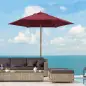 Sombrilla Parasol de Madera Ø250x230cm para Exterior con 6 Varillas Sistema de Polea Color Granate