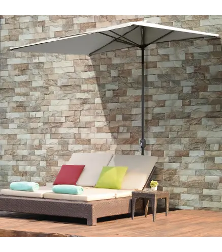 Sombrilla Rectangular 230x130x245 cm Parasol para Pared Media Sombrilla con Manivela Protección UV 30+ Impermeable Tela Poliéste