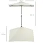 Sombrilla Rectangular 230x130x245 cm Parasol para Pared Media Sombrilla con Manivela Protección UV 30+ Impermeable Tela Poliéste