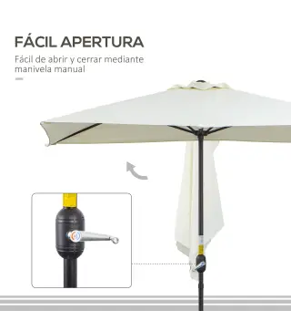 Sombrilla Rectangular 230x130x245 cm Parasol para Pared Media Sombrilla con Manivela Protección UV 30+ Impermeable Tela Poliéste