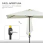 Sombrilla Rectangular 230x130x245 cm Parasol para Pared Media Sombrilla con Manivela Protección UV 30+ Impermeable Tela Poliéste