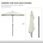 Sombrilla Rectangular 230x130x245 cm Parasol para Pared Media Sombrilla con Manivela Protección UV 30+ Impermeable Tela Poliéste