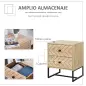 Mesita de Noche con 2 Cajones Cajonera de Madera para Dormitorio Armario Almacenamiento 48x39,5x60 cm