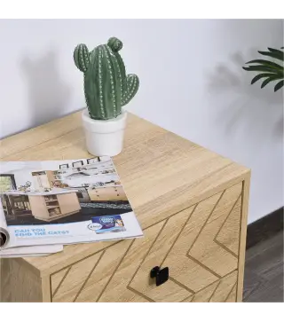 Mesita de Noche con 2 Cajones Cajonera de Madera para Dormitorio Armario Almacenamiento 48x39,5x60 cm